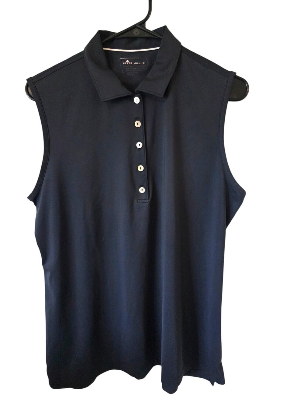 Peter Millar Womens Sleeveless Polo Shirt Top Size Large Black Golf Athletic